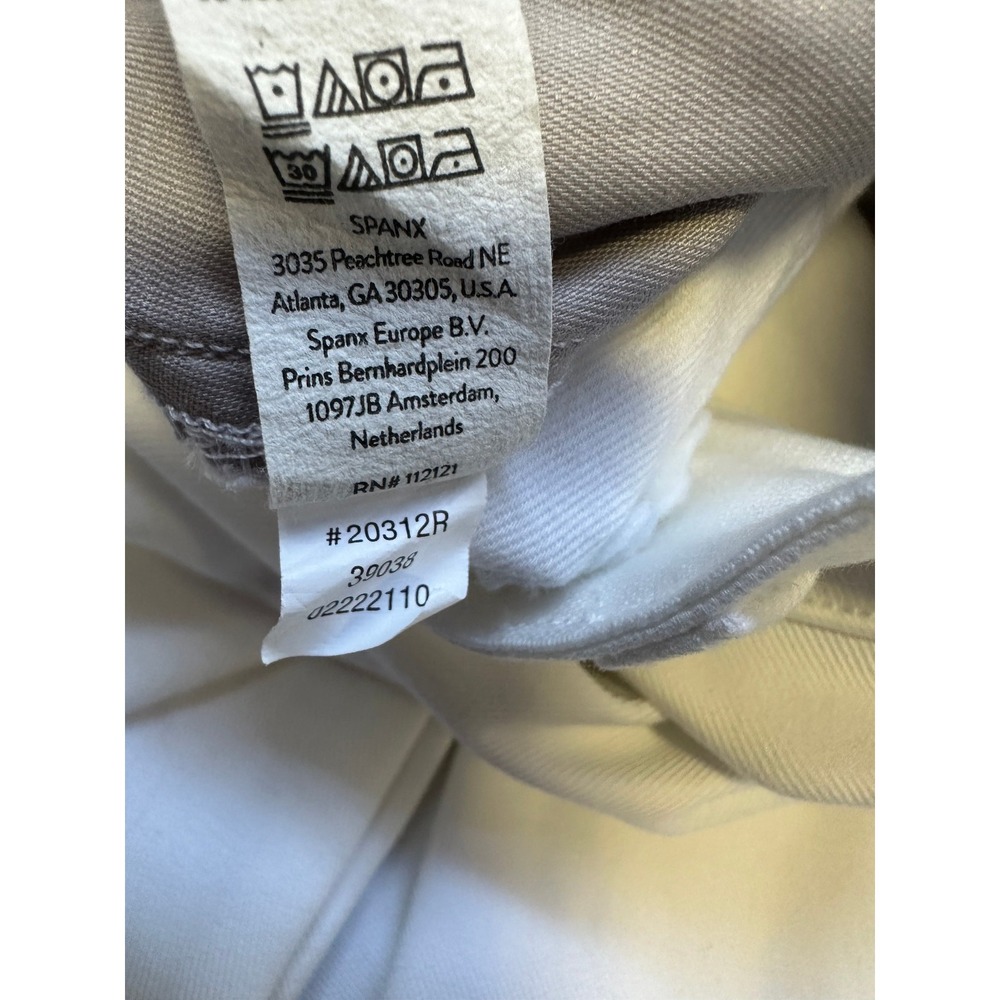 Spanx White High Rise Stretch Twill Cropped Wide Leg Button Pull On Pant Large - Picture 12 of 13